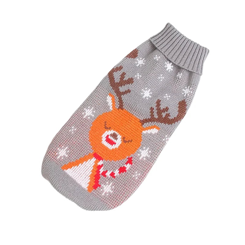 Christmas Dog Sweater Medium Large Dogs Reindeer Snowflake Knitted Sweater Xmas Holiday Pet Clothes Turtleneck Knitwear Pullover