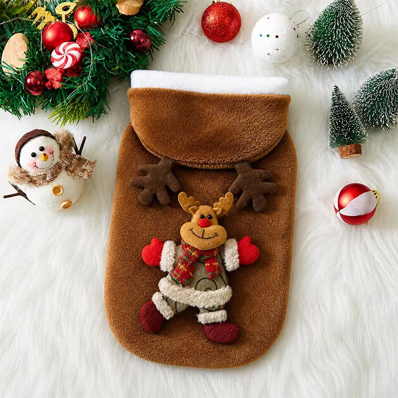 Christmas Dog Clothes Autumn and Winter Flannel Cats Dogs Hoodies Pet Clothes for Small Medium Dogs Christmas Dog Cat Costume