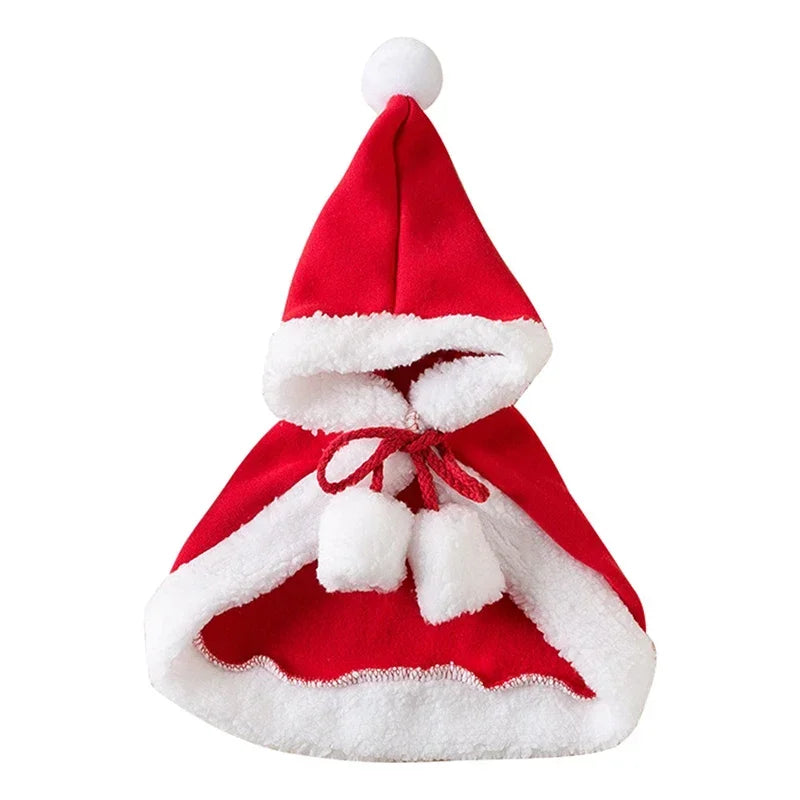 Cat Costume Santa Cosplay Funny Transformed Cat/Dog Pet Christmas Cape Dress Up Clothes Red Scarf Cloak Props Decor