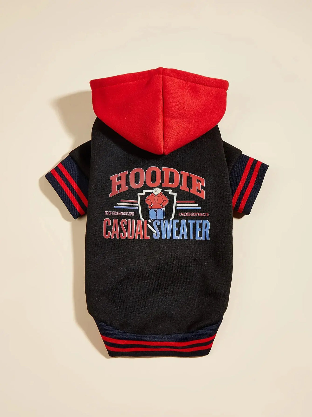 Pet clothes dog dog cat with hat jacket warm and comfortable clothes with bear letter pattern black and red new one