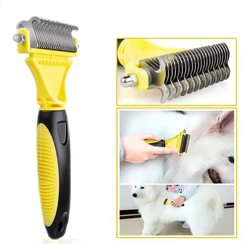 Pet Comb and Grooming Brush Two-Sided Cat Hair Brush Undercoat Rake Comb for Dog Cat Remove Knots Tangles Pet Hair Comb Artifact