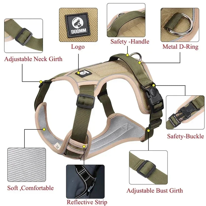 Pet Dog Harness Reflective Adjustable German Shepherd Outdoor Training Vest Wear-resistant And Explosion-proof Shock Harnesses