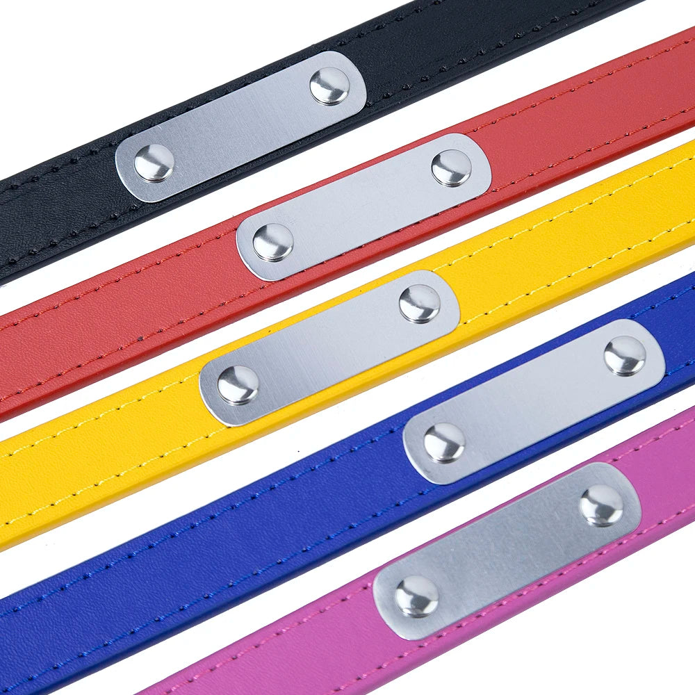 Custom Leather Dog Collar Leash Personalized Pet Collars and Leash Set Durable Leather Collar Lead for Small Medium Large Dogs