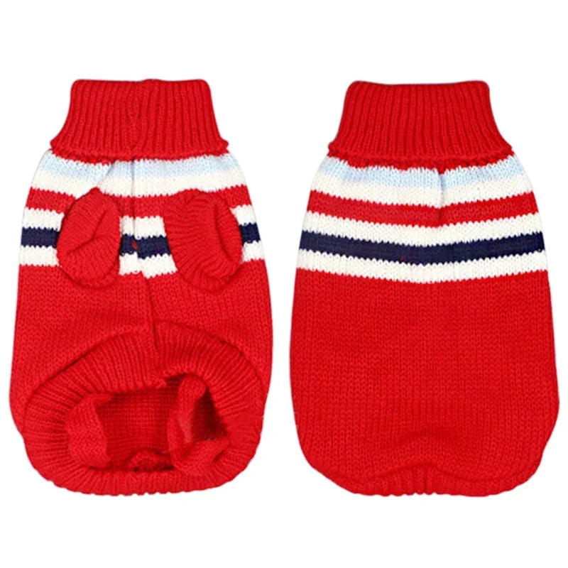 Christmas Vintage Dog Sweaters Holiday Reindeer Red Heart Style Dog Clothes New Year Soft Puppy Sweaters Warm Pet Sweaters for S