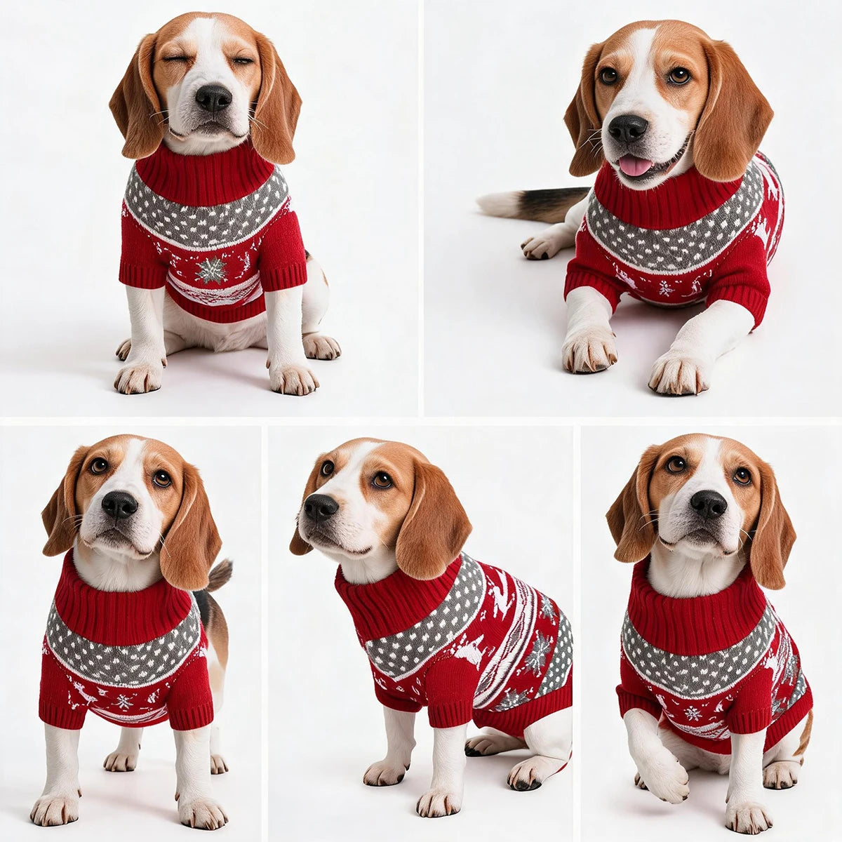 Christmas Dog Sweater Medium Large Dogs Reindeer Snowflake Knitted Sweater Xmas Holiday Pet Clothes Turtleneck Knitwear Pullover