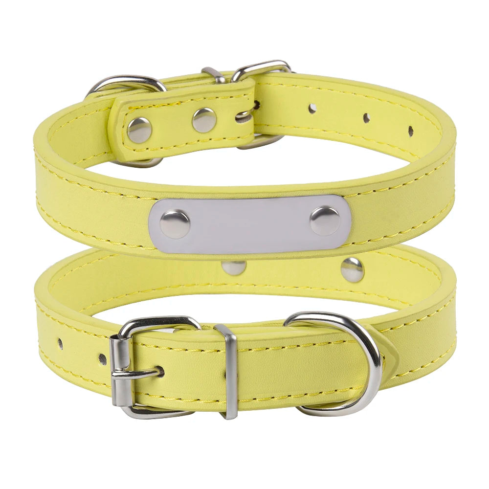 Custom Leather Dog Collar Leash Personalized Pet Collars and Leash Set Durable Leather Collar Lead for Small Medium Large Dogs