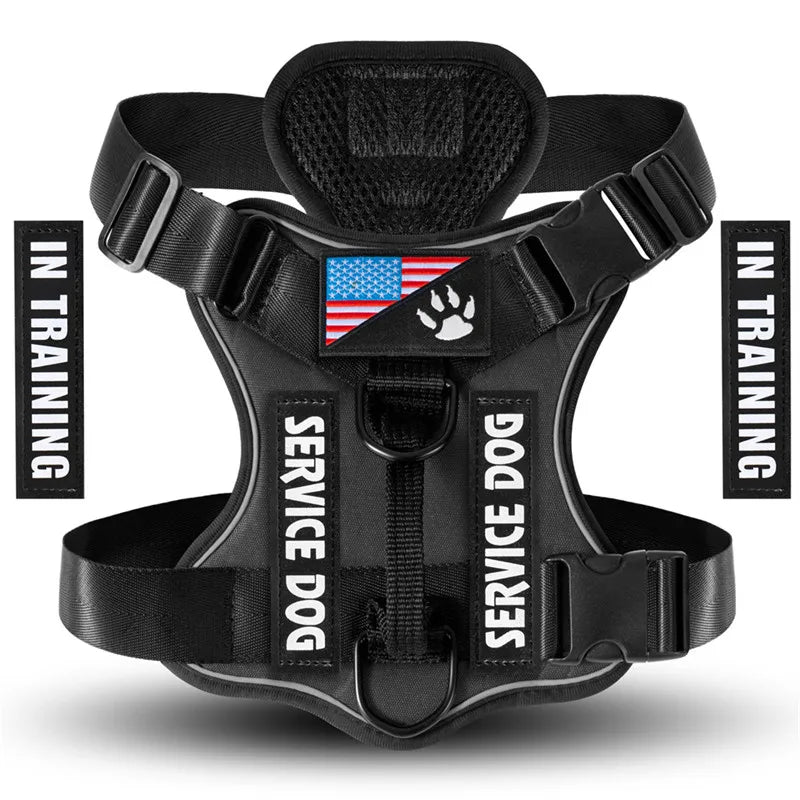 Oxford Working Dog Harness Reflective Medium Large Dog Vest Harness with 5 PCS Patches WD Harness Pet Dog Accessories