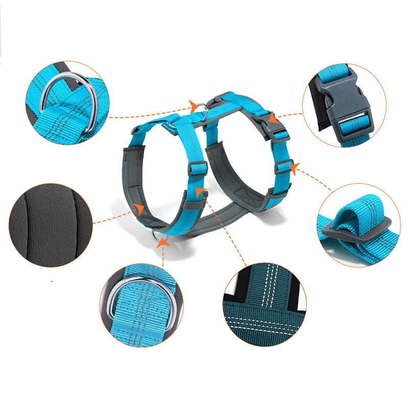 Comfortable Adjustable H-Shaped Large Dog Harness Washable Nylon Nighttime Reflective No Pull Pet Vest Harness Arnés Para Perros