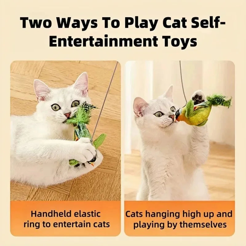 1-3Pcs The pet cat toy emulates the sound bird to amuse the cat elastic rope to relieve boredom and resist scratching and biting