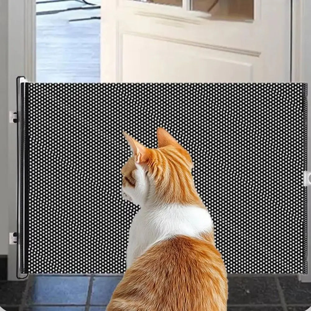 Retractable Pet Fence Barrier Folding with Universal Hooks Baby Safe Guard Door Easy Installation Pet Isolation Gate