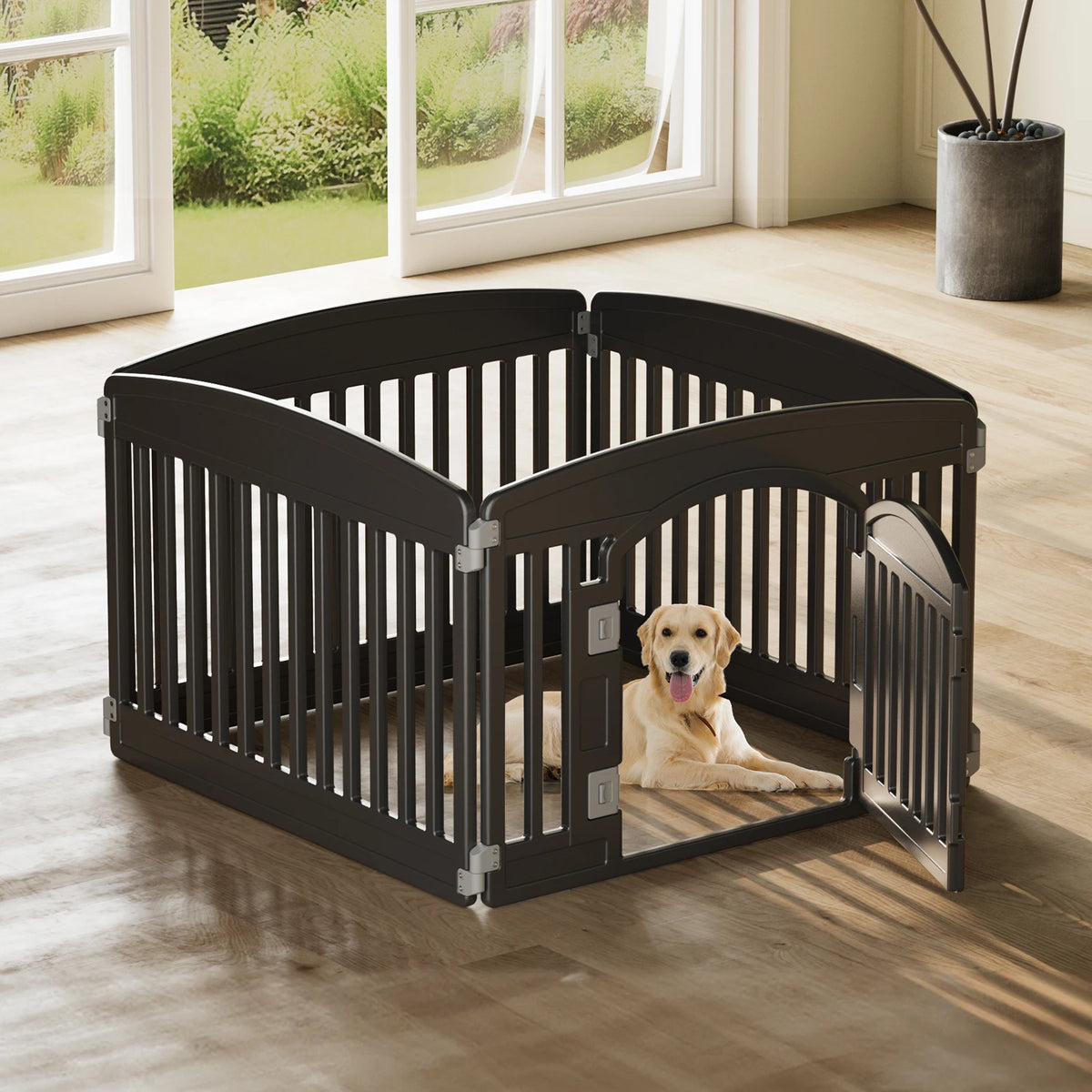 JHK Plastic Dog Playpen 6 Panel 24IN Expandable Durable Pet Fence for Medium Dogs Indoor Outdoor Folding Portable Puppy Playpen