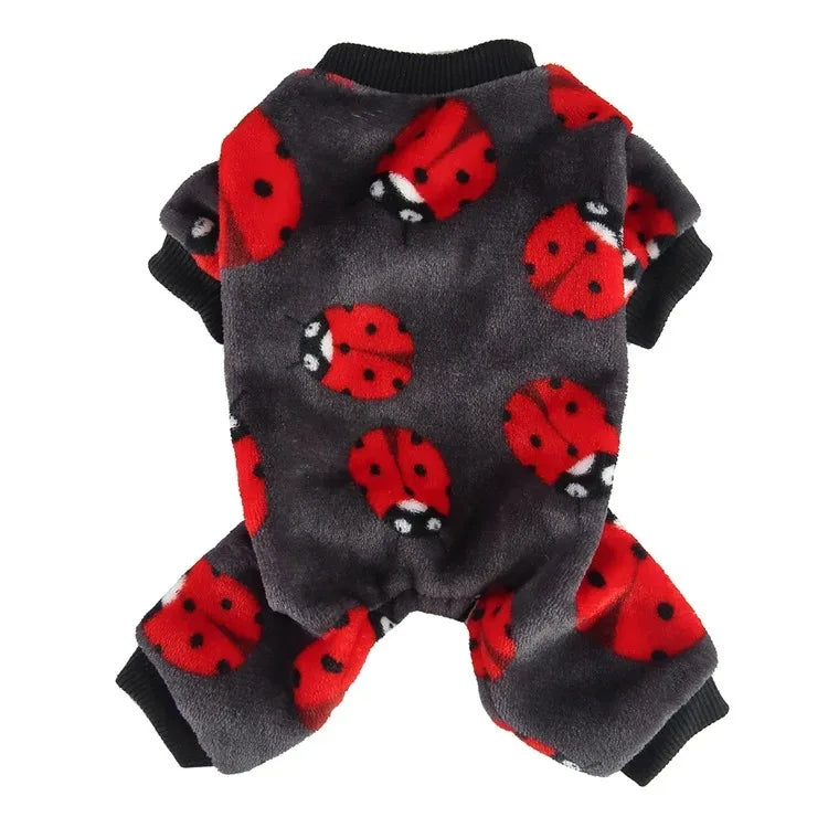 Winter Dog Pajamas Pomeranian Overalls Halloween Print Warm Jumpsuit Soft Cozy Chihuahua Small Medium Puppy Pet Clothes Hot New