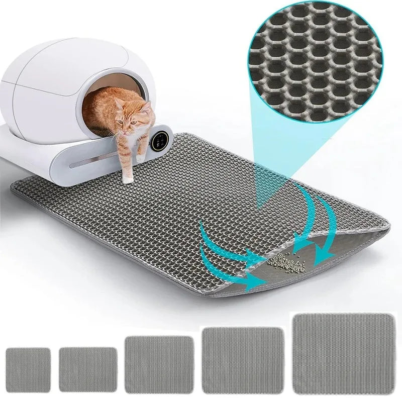 Cat Litter Mat Heavy Duty Waterproof 2 Layer Non Slip Washable Pet Floor Protector Litter Box Sand Stopper Pet Product