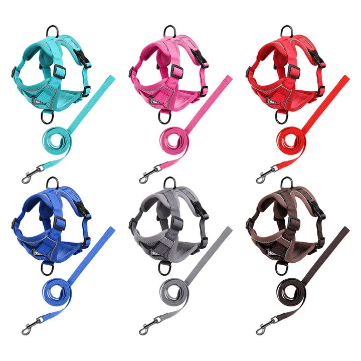 Fashion Reflective Cat Harness and Leash Sets Breathable Mesh Pet Harnesses for Small Dogs Cats Kitten Accessories Collier Chat