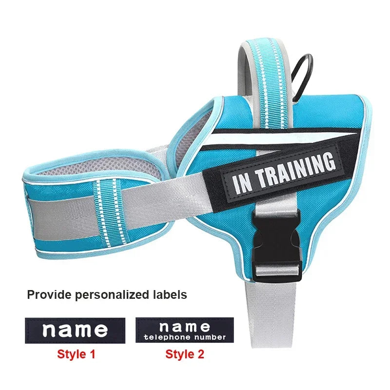 KOMMILIFE Adjustable Nylon Dog Harness Personalized Harness For Dogs Reflective Breathable Neck Guard Dog Harness Vest No Pull