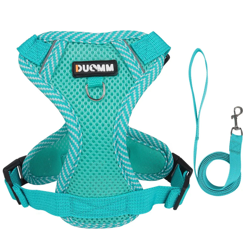 Fashion Reflective Cat Harness and Leash Sets Breathable Mesh Pet Harnesses for Small Dogs Cats Kitten Accessories Collier Chat