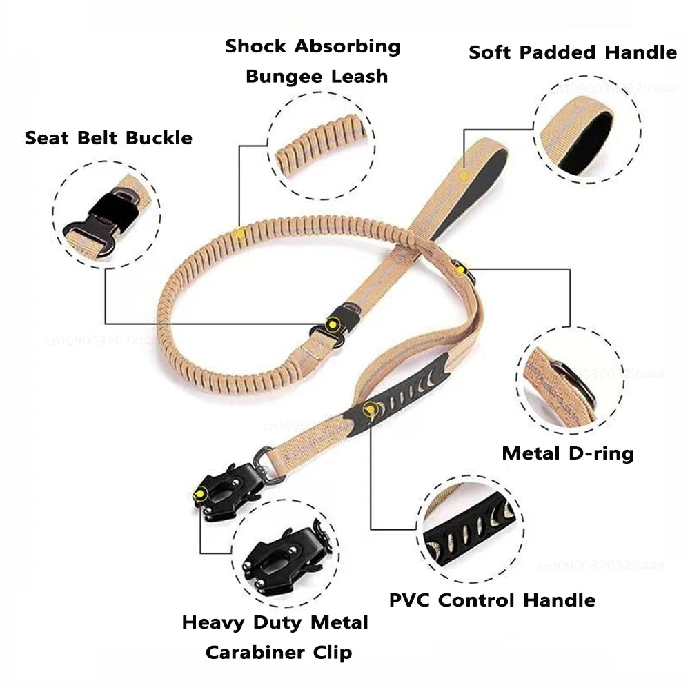 Heavy Duty Dog Leash with Traffic Handle and Comfortable Padded Handles Reflective Leash for Medium Large Dogs
