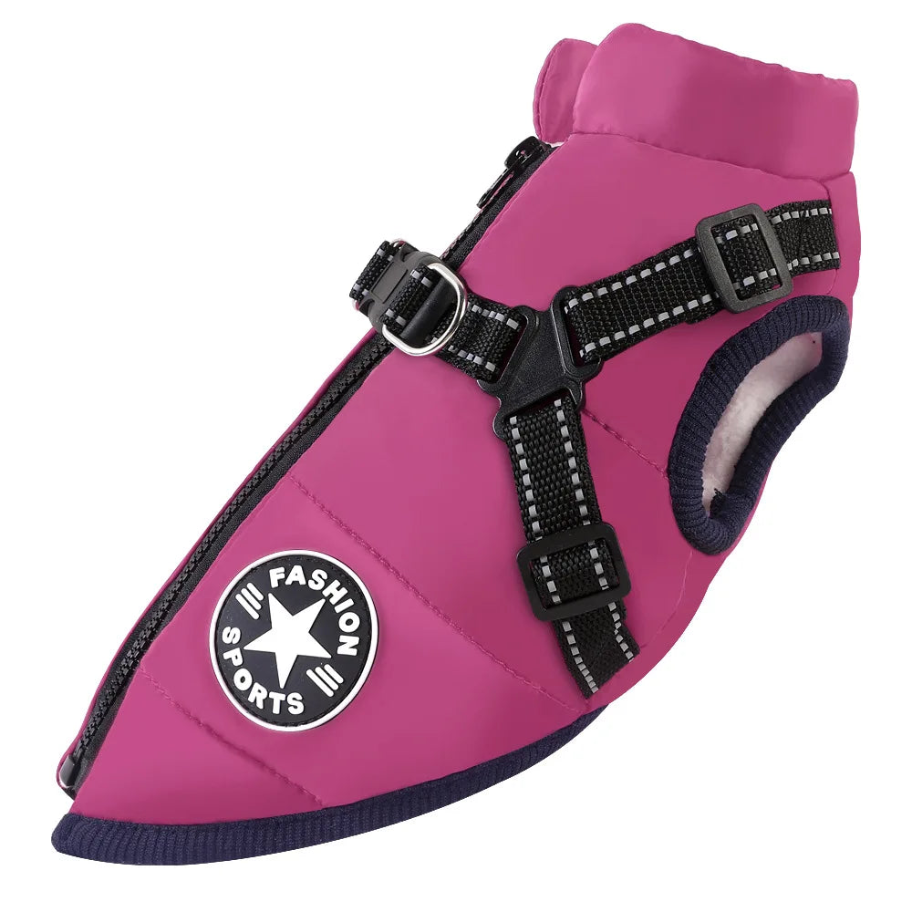 Large Pet Dog Jacket With Harness Winter Warm Dog Clothes For Labrador Waterproof Big Dog Coat Chihuahua French Bulldog Outfits