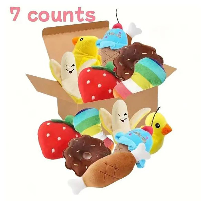 12 Pack Squeaky Dog Plush Toys Random Mixed Stuffed Chew Toys Interactive Teething Soft Pet Toy Set for Small Medium Dogs
