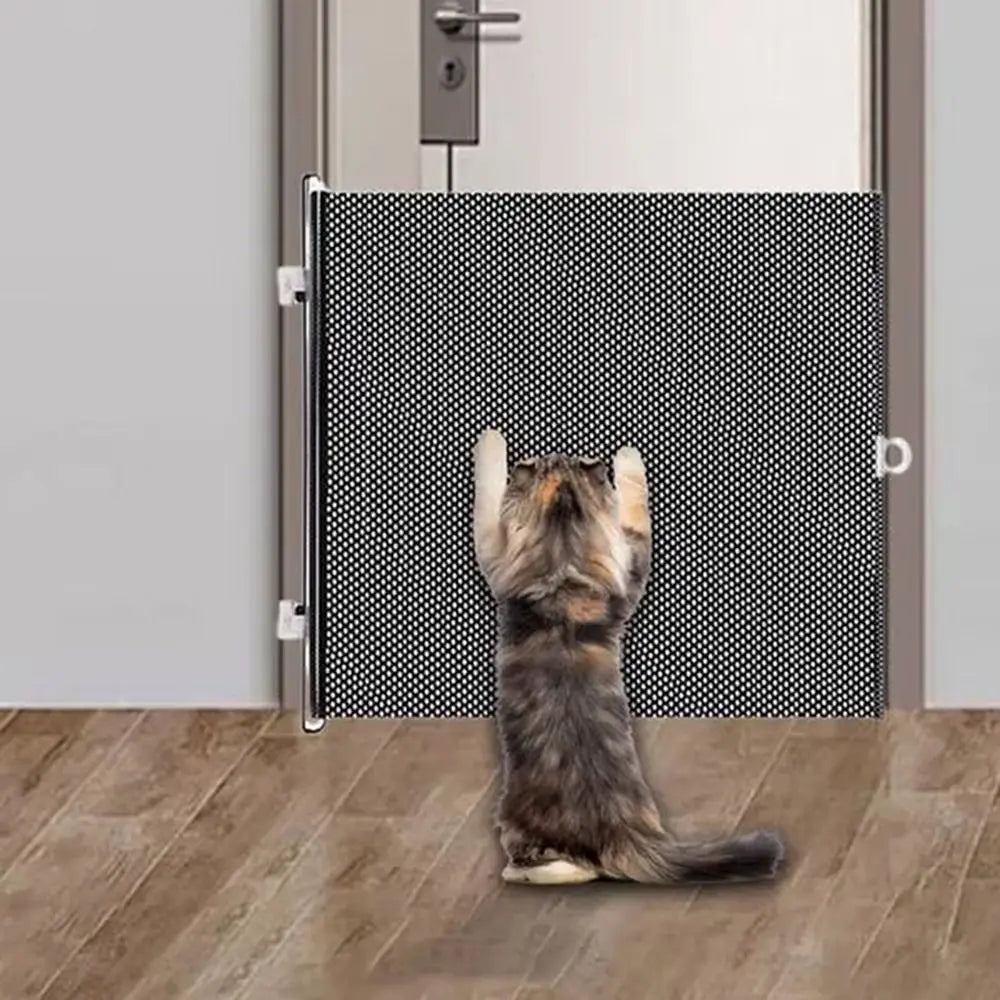 Retractable Pet Fence Barrier Folding with Universal Hooks Baby Safe Guard Door Easy Installation Pet Isolation Gate