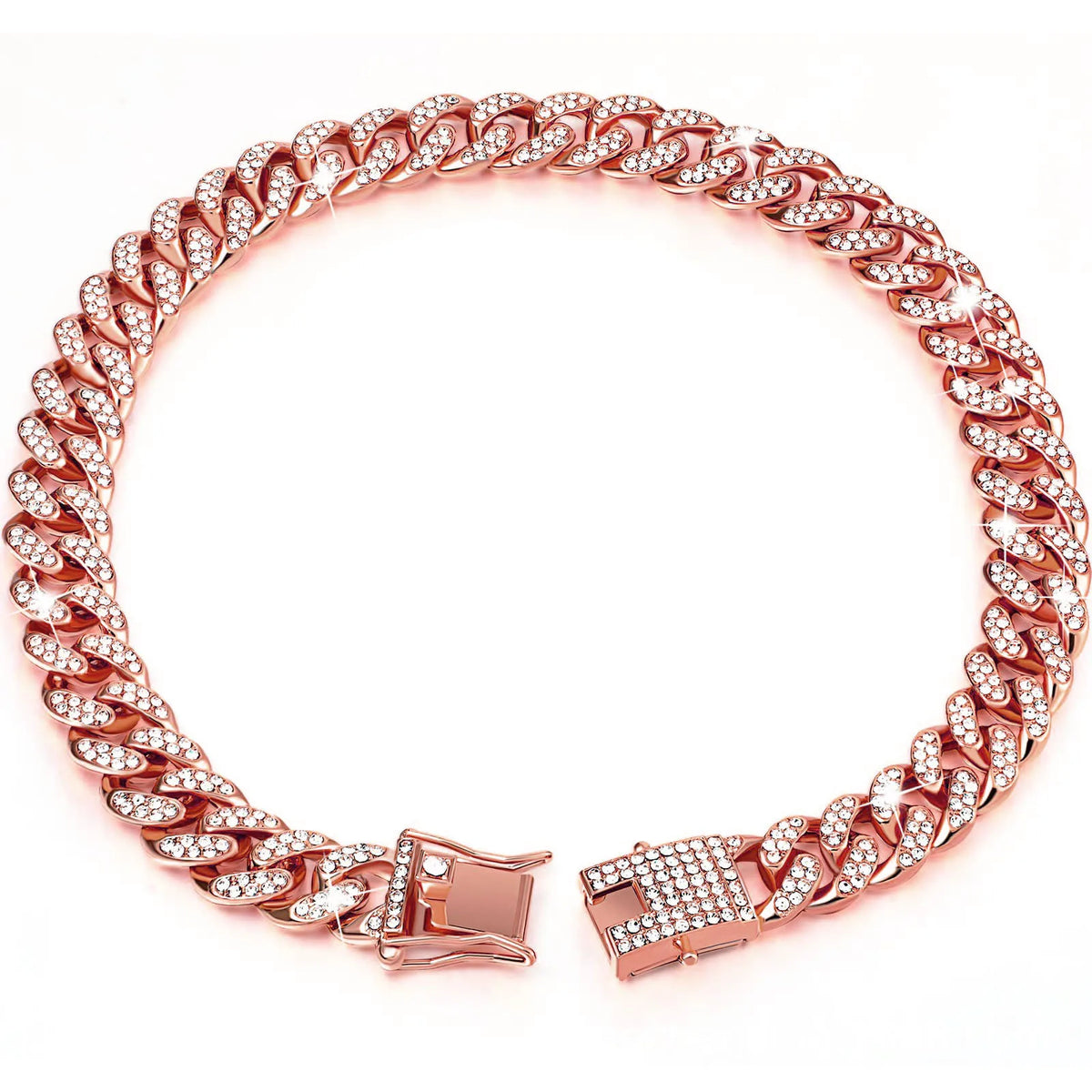 Shiny Rhinestone Cuban Chain Dog Pet Necklace Fashionable and Durable